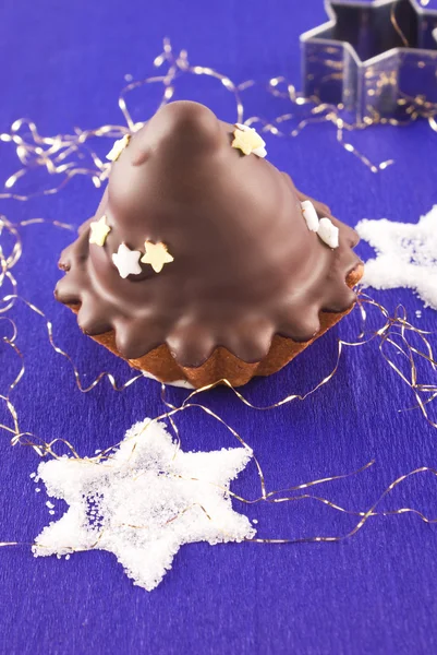 Bolinho de chocolate de Natal — Fotografia de Stock