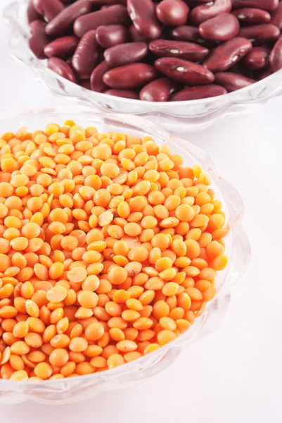 Red Lentils Beans Glass Bowl Royalty Free Stock Photos