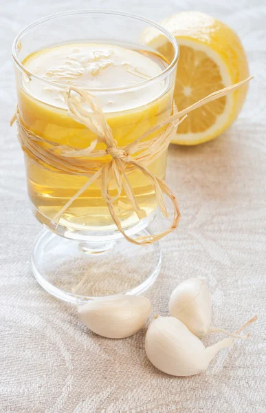 Mugs Chamomile Tea Garlic Lemon Stock Picture