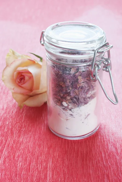 Dried rose petals in a jar Stock Photo
