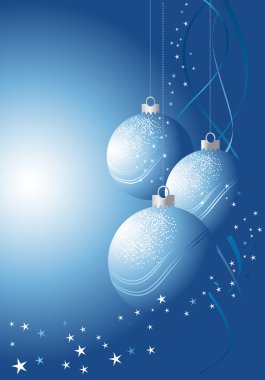 Christmas decoration with blue baubles clipart