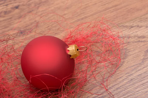 Christmas decoration with red bauble — Stock Photo, Image