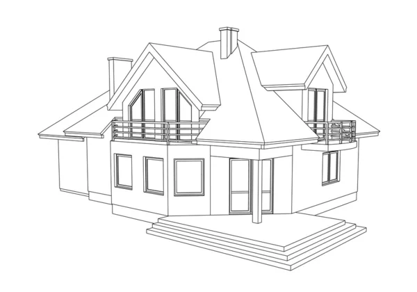 Zeichnung eines Eigenheims — Stockvektor