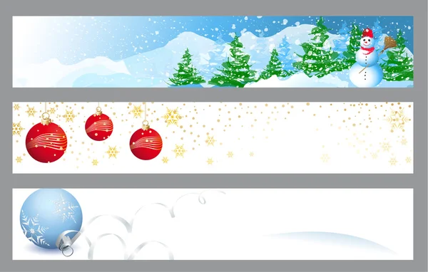 ウェブのためのクリスマスの水平方向のバナー — ストックベクタ