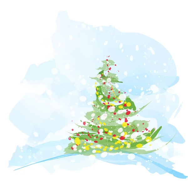 Artistic watercolor Christmas tree — Stock Vector