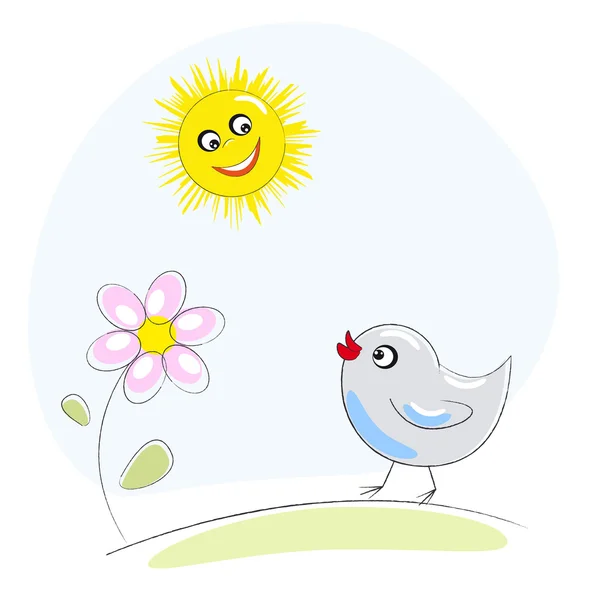 stock vector Bird and sun