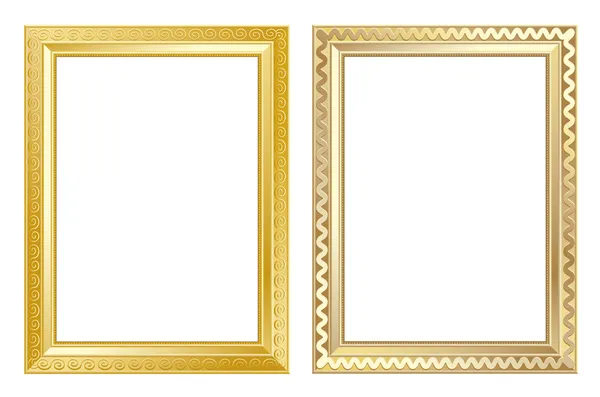 Old antique gold frame over white background — Stock Vector