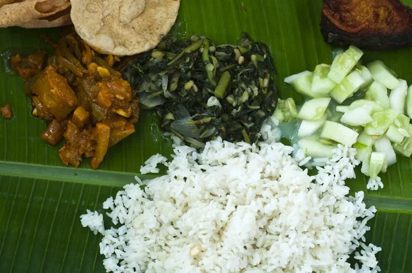 Indian banana leaf meal — Stock Photo, Image