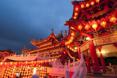 Çin Yeni Yılı kutlamaları sırasında Malezya ünlü thean hou Tapınağı