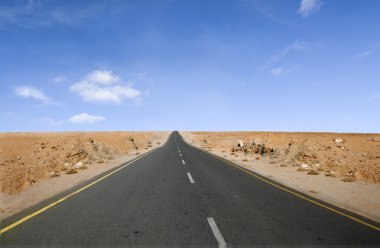 Neverending lone desert road clipart