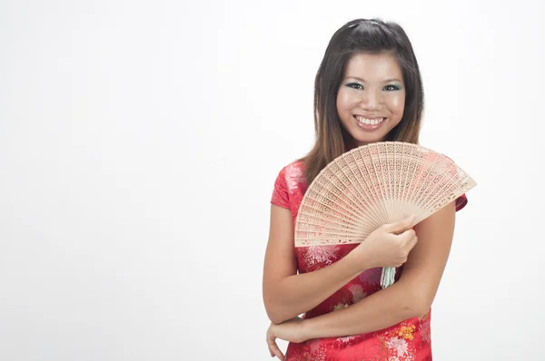 Ile Fan Duing Çin Yeni Yılı Mutlu Çinli Kız — Stok fotoğraf