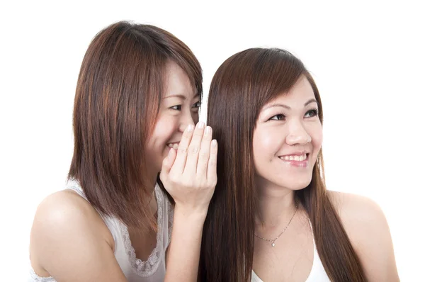 Asian Friends Whispering Another — Stock Photo, Image