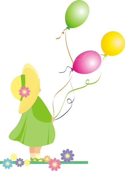Girl Color Baloons — Stock Photo, Image