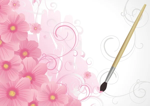 핑크 꽃과 브러시 — 스톡 사진