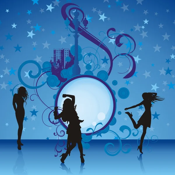 Tanzende Frauen auf blauem Hintergrund — Stockfoto