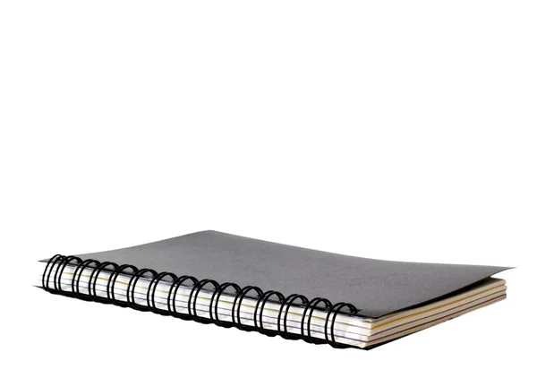 Caderno preto isolado sobre branco . — Fotografia de Stock