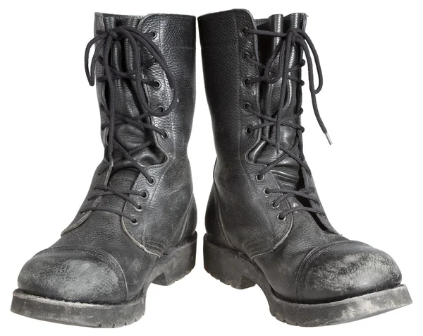 Χρησιμοποιούνται Στρατιωτικές Μπότες Που Απομονώνονται Λευκό Φόντο — Φωτογραφία Αρχείου