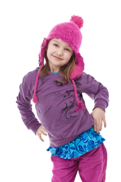 Cheerful Winter Girl posing — Stock Photo, Image