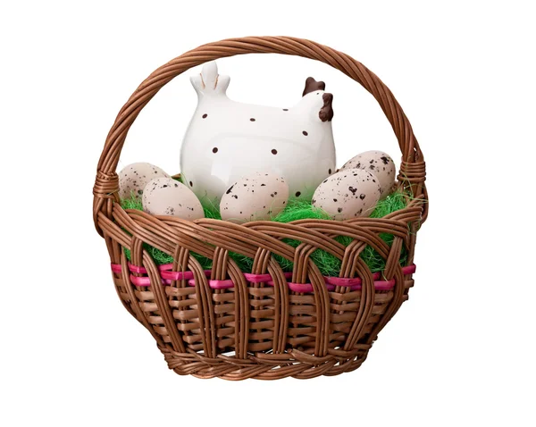Huevos en la cesta de Pascua — Foto de Stock
