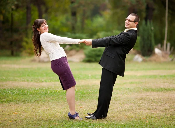 Young couple dancing outdoor Stock Photo