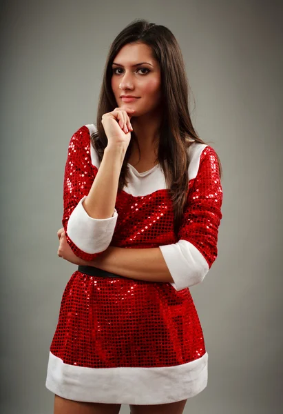 아름 다운 산타 젊은 여자 — 스톡 사진