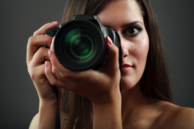 Sexy lady photographer clipart