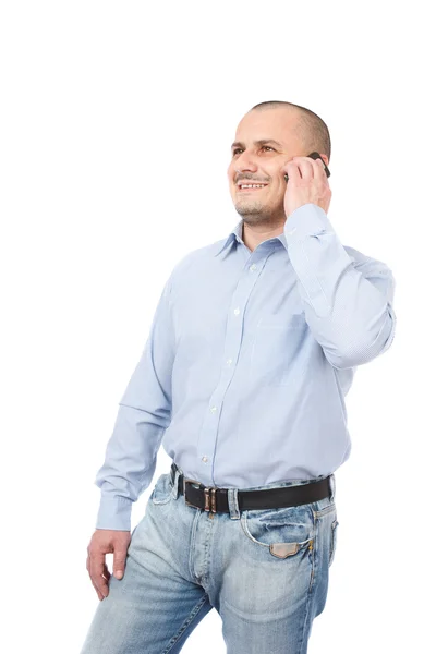 Freundlicher Geschäftsmann am Telefon — Stockfoto