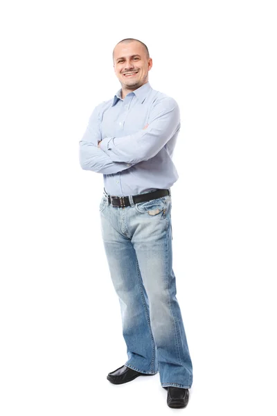 Volledige lengte portret van een jonge ondernemer op wit — Stockfoto