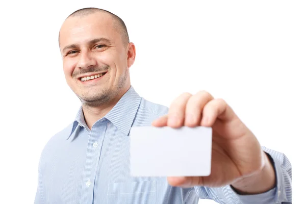 Young businessman giving business-card — Stock Photo, Image