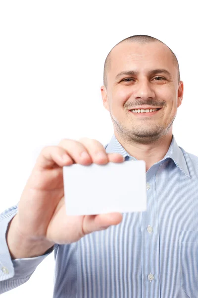 Young businessman giving business-card — Stock Photo, Image