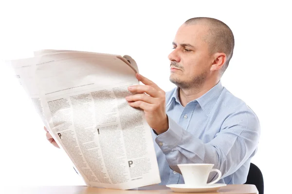 Casual businessman with newspaper — Stock Photo, Image