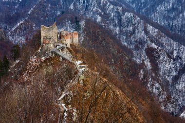 Dracula's fortress at Poienari, Romania clipart