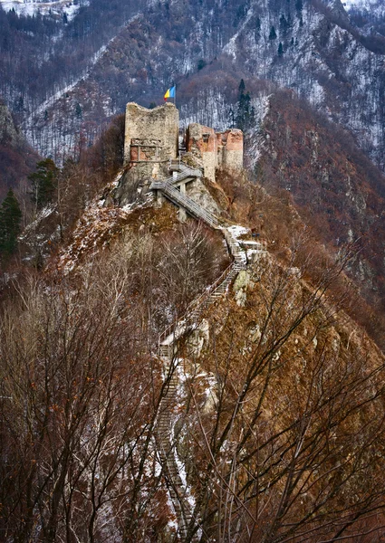 Dracula je pevnost v poienari, Rumunsko — Stock fotografie