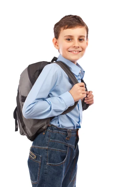 Schulkind mit Rucksack — Stockfoto