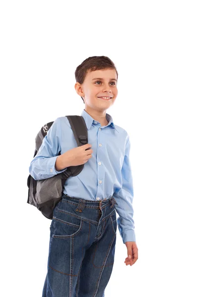 Schulkind mit Rucksack — Stockfoto