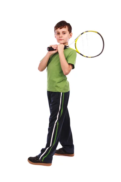 Garoto de tênis isolado em branco — Fotografia de Stock