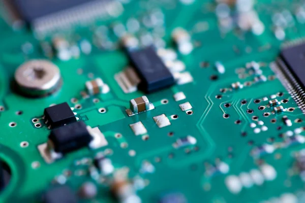 stock image Macro of a green circuit board