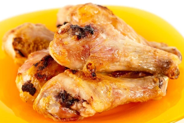 Closeup Grilled Chicken Drumsticks Isolated White Background — Stock Photo, Image