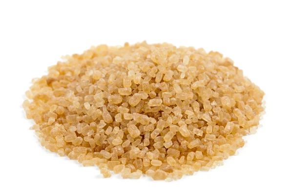 Closeup Hnědého Cukru Izolovaných Bílém Pozadí — Stock fotografie
