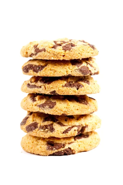 Gros Plan Une Pile Biscuits Aux Pépites Chocolat — Photo