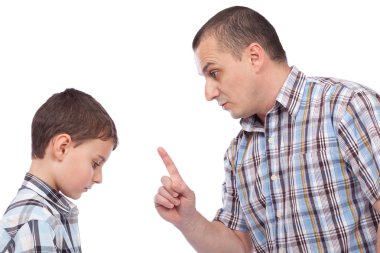 Father keeping a lesson to his son clipart