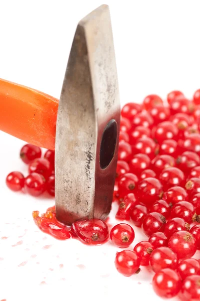 Red currant smashed with hammer — Stock Photo, Image