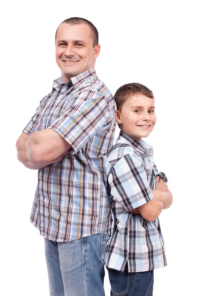 Padre e hijo espalda con espalda — Foto de Stock