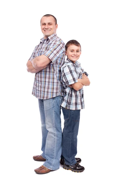 Far och son isolerade på vitt — Stockfoto