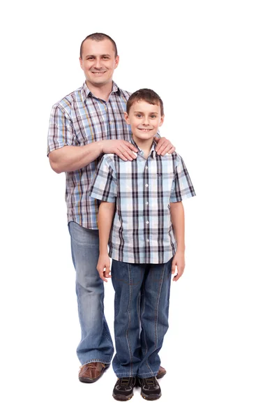 Padre e figlio isolati su bianco — Foto Stock