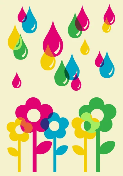 Soin Environnement Composition Multicolore Gouttes Arrosant Les Fleurs Fichier Vectoriel — Image vectorielle