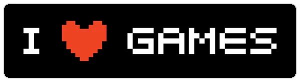 Pikselowa Ilustracja Transparentu Ikoną Serca Słowami Love Games — Wektor stockowy