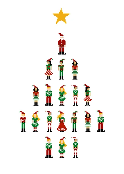Serie de personajes de píxeles de Navidad — Archivo Imágenes Vectoriales