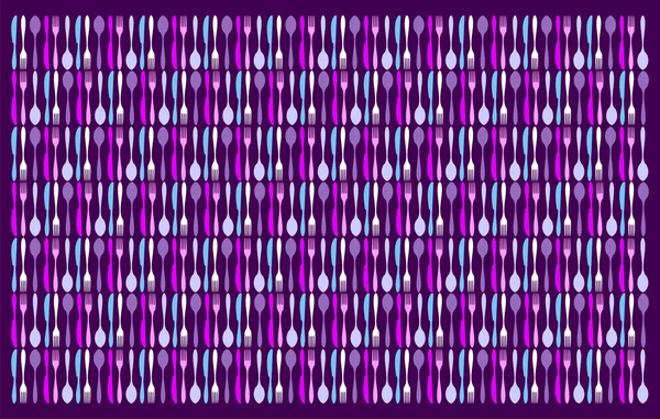 Bestek Pictogrammen Mes Vork Lepel Silhouetten Violette Achtergrond Vector Bestand — Stockvector