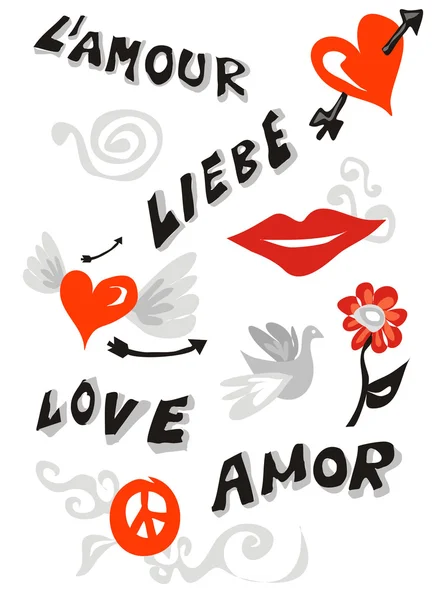 Cartaz de ícones de amor —  Vetores de Stock